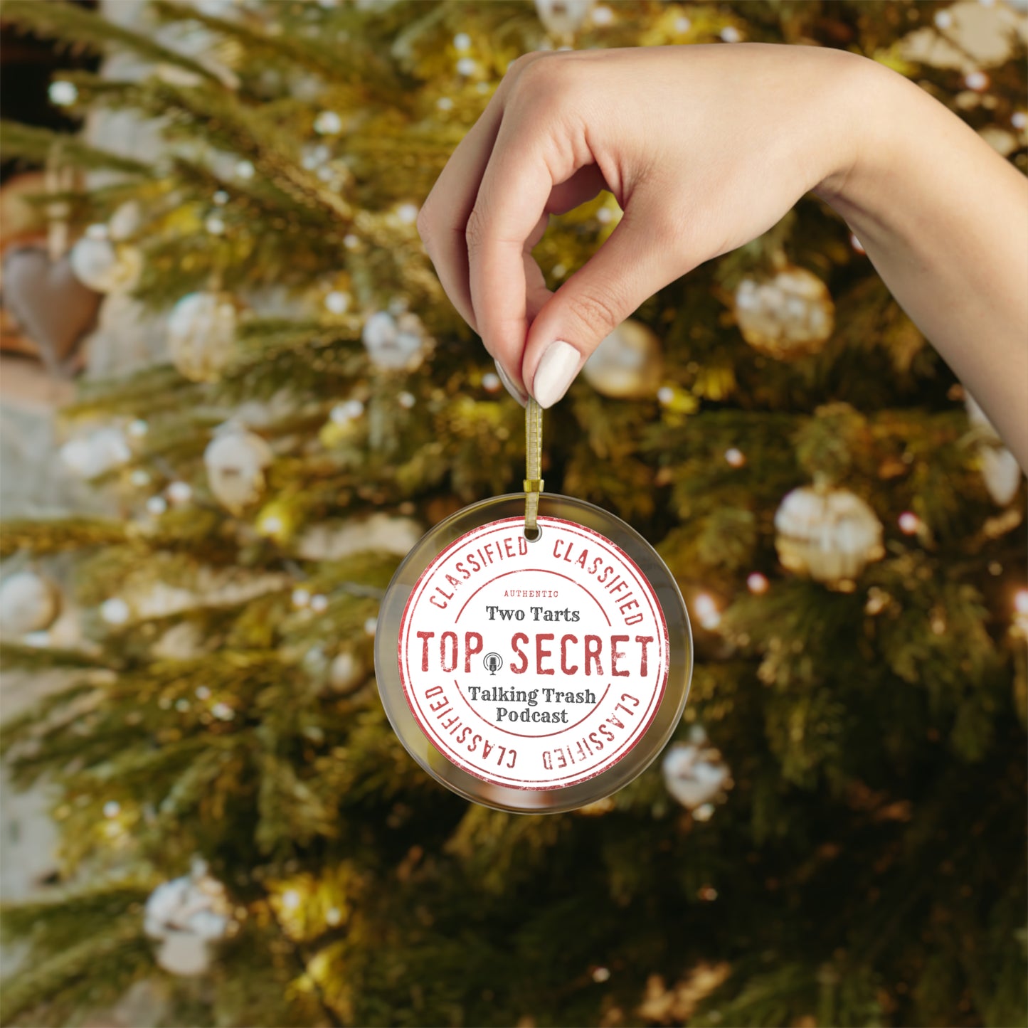 Two Tarts Talking Trash Podcast Top Secret Glass Ornaments