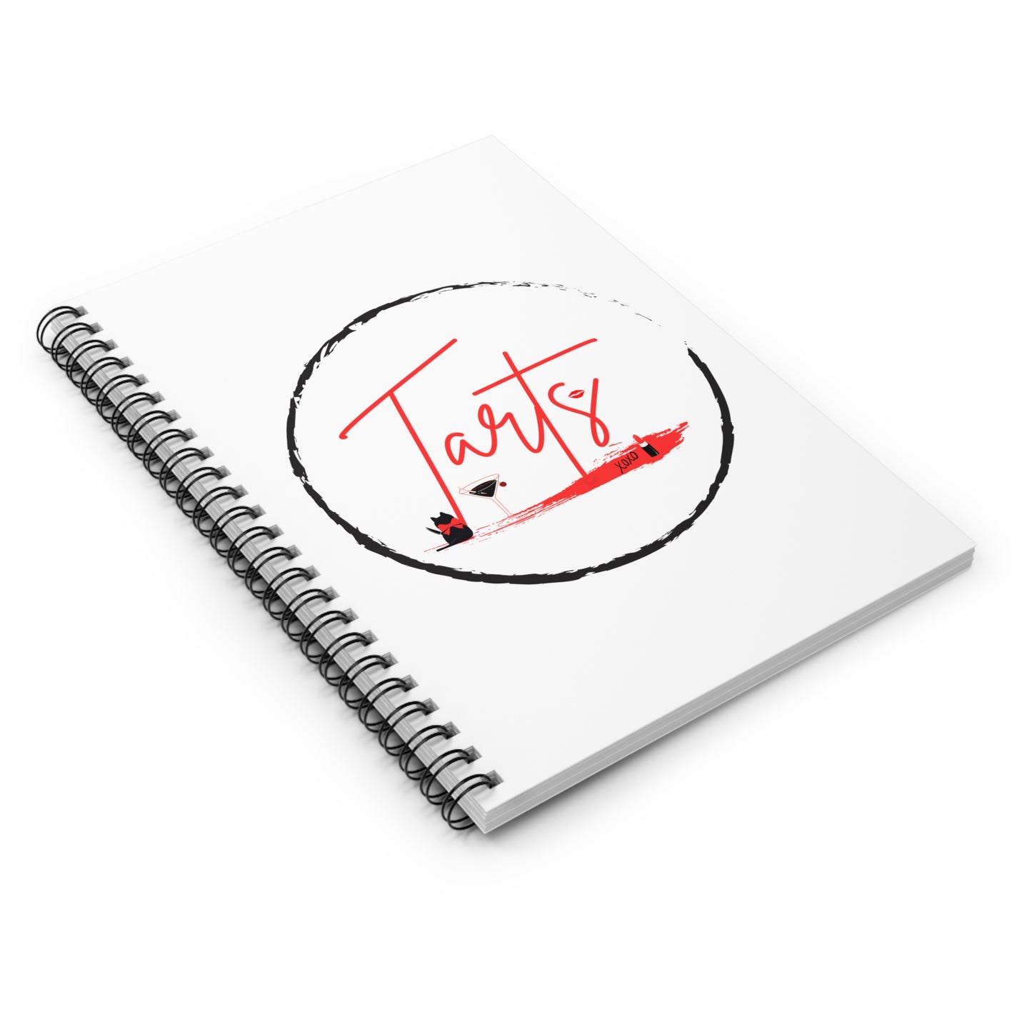 Two Tarts Talking Trash Lipstick Kitty Spiral Notebook - Ruled Line