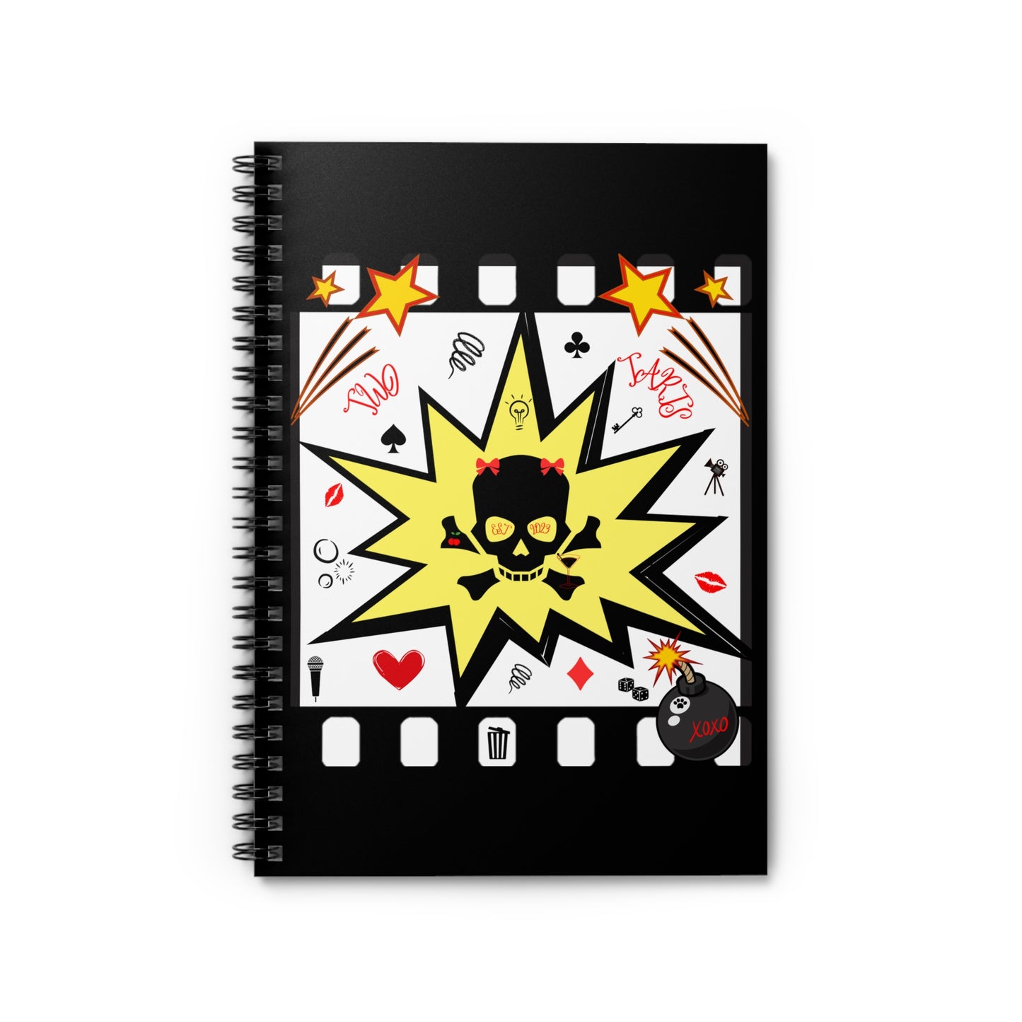 Two Tarts Talking Trash Skull Kitty Spiral Notebook - Ruled Line