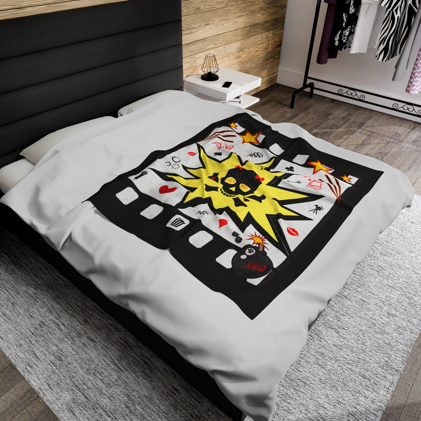 Two Tarts Talking Trash Skull Comic Velveteen Plush Blanket