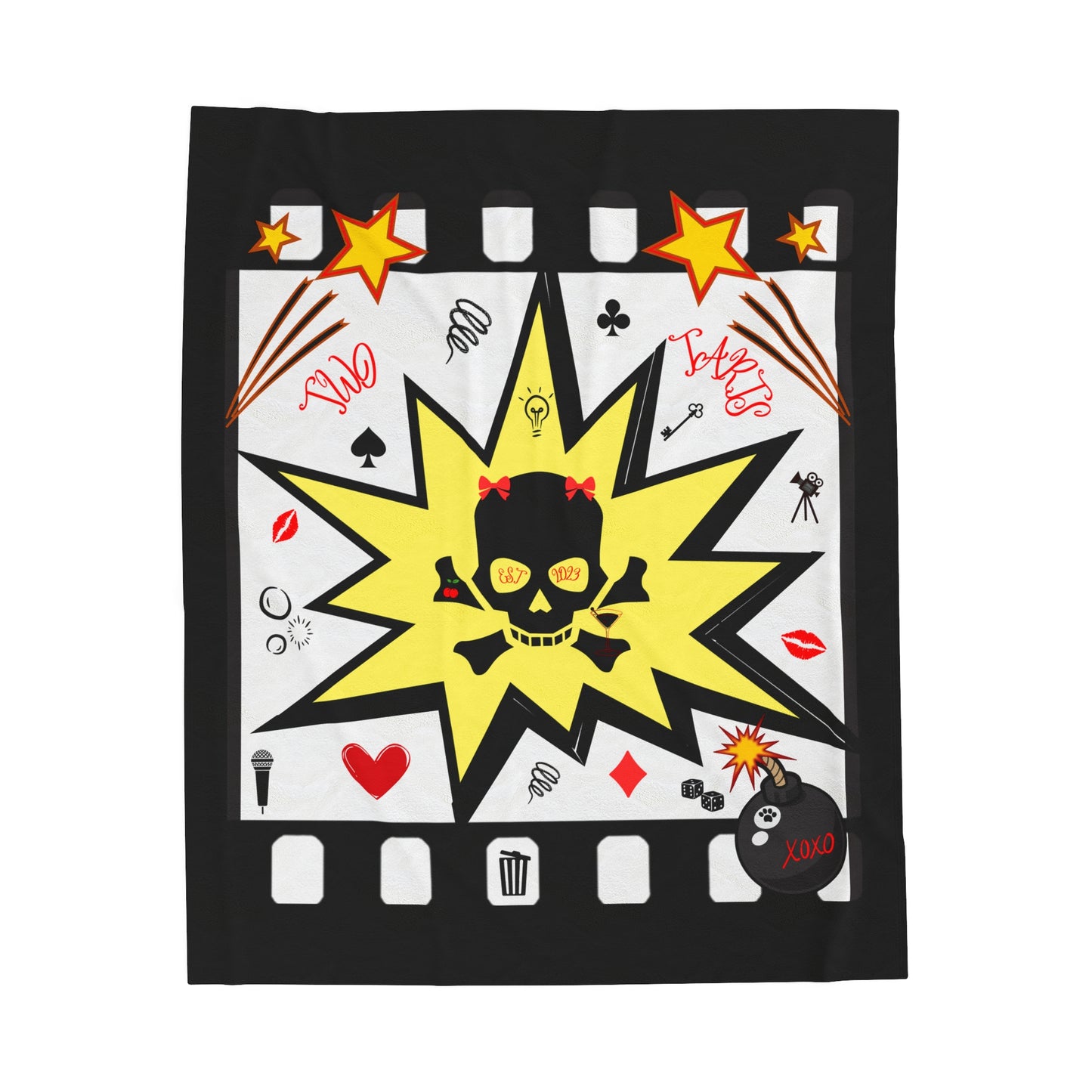 Two Tarts Talking Trash Skull Comic Velveteen Plush Blanket