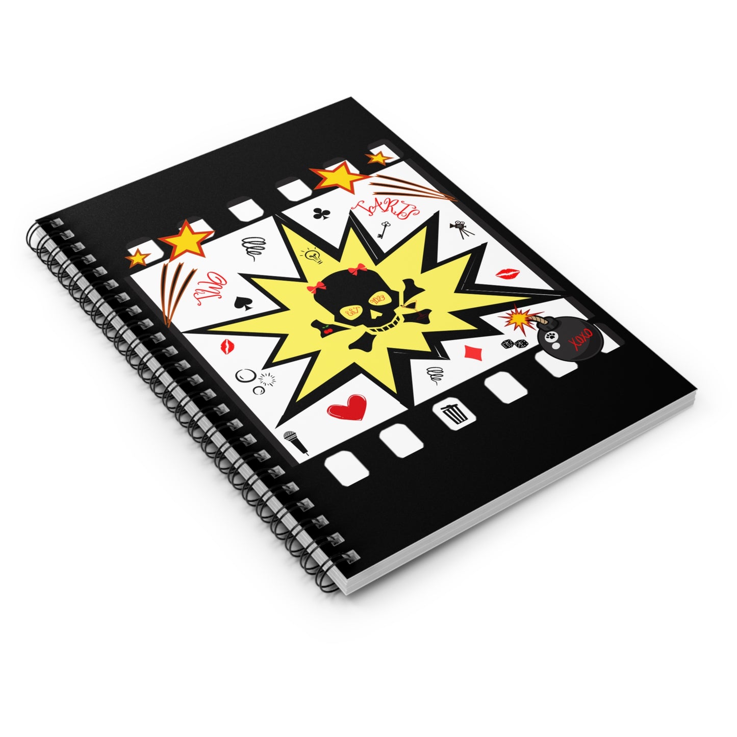 Two Tarts Talking Trash Skull Kitty Spiral Notebook - Ruled Line