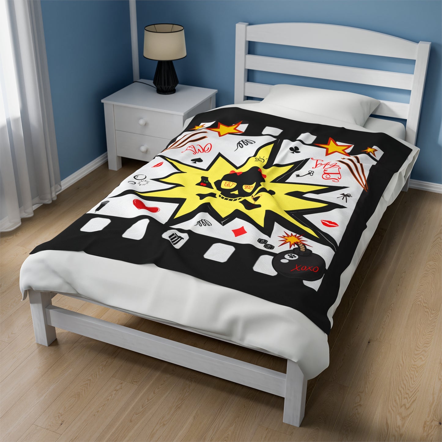 Two Tarts Talking Trash Skull Comic Velveteen Plush Blanket