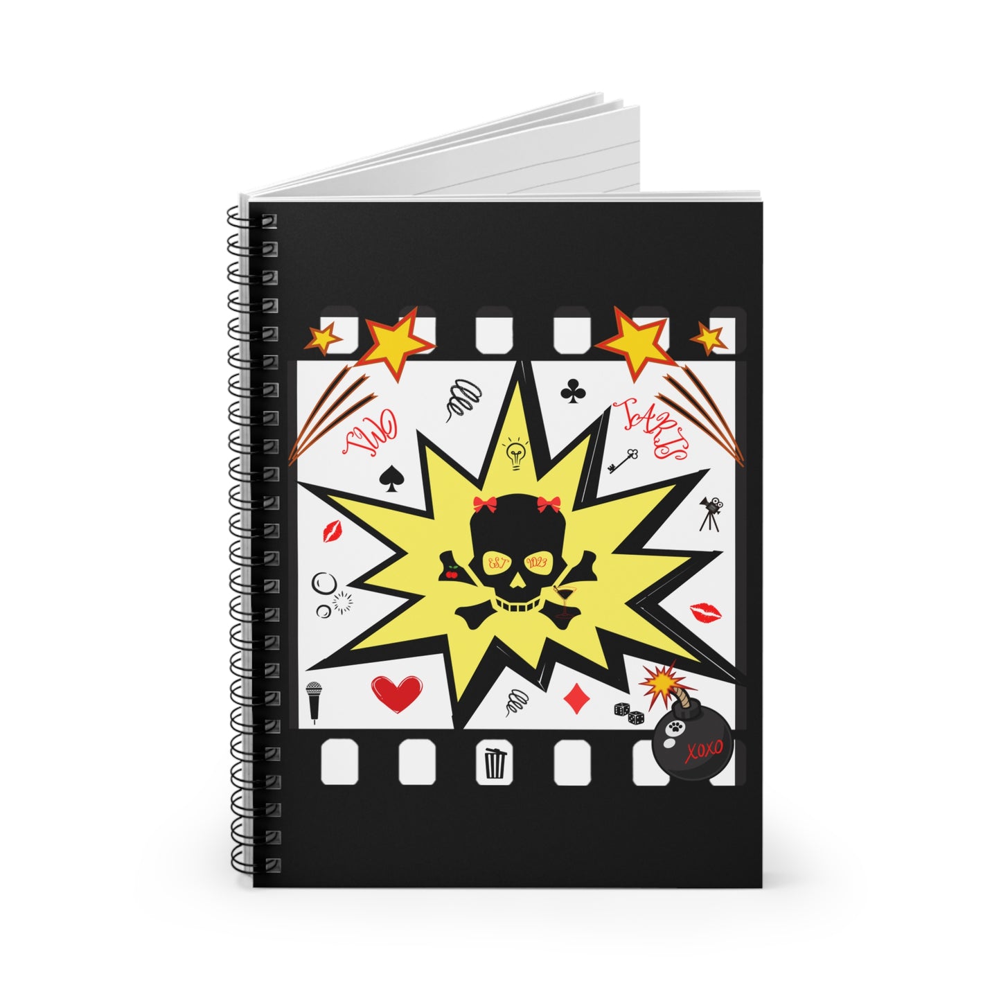 Two Tarts Talking Trash Skull Kitty Spiral Notebook - Ruled Line