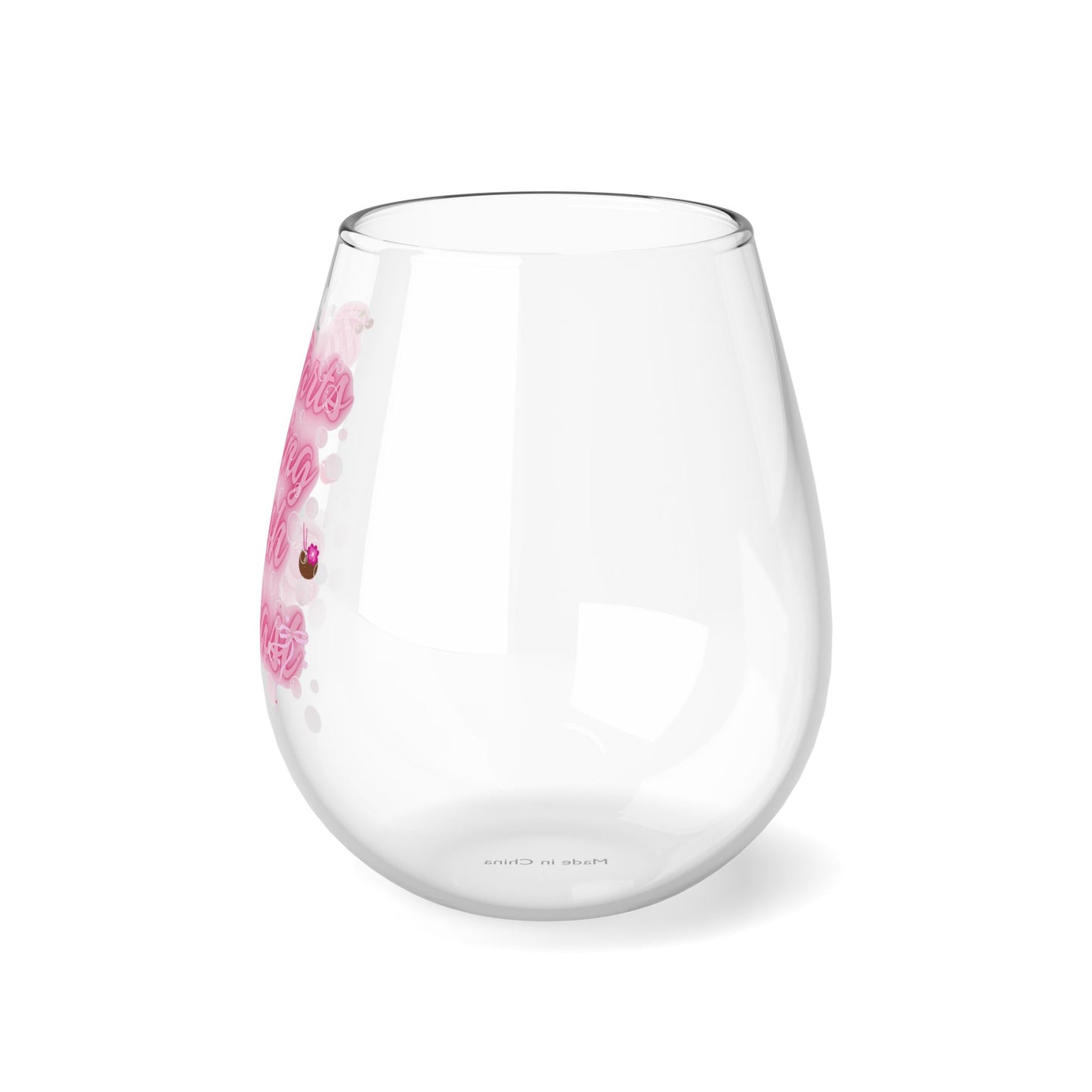 Two Tarts Pink Bubbles Stemless Wine Glass, 11.75oz