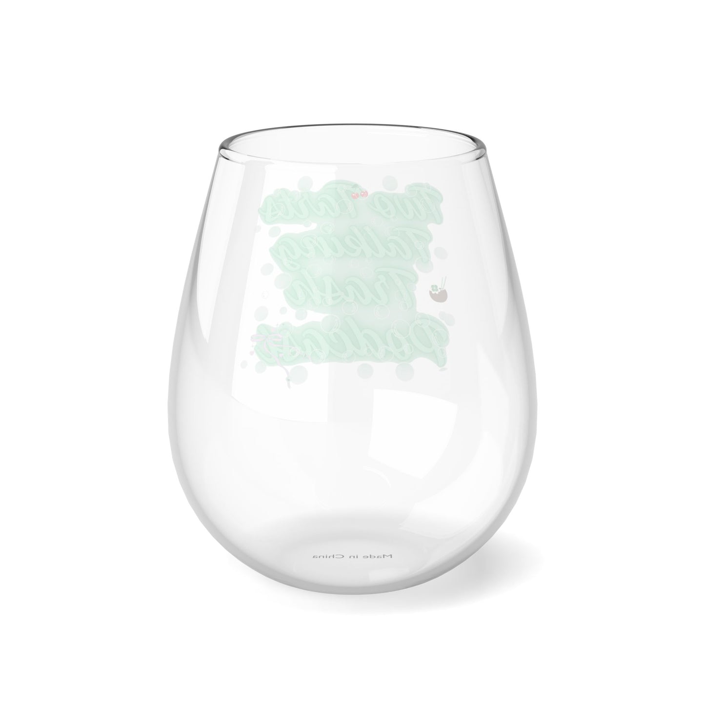 Two Tarts Green Bubbles Stemless Wine Glass, 11.75oz