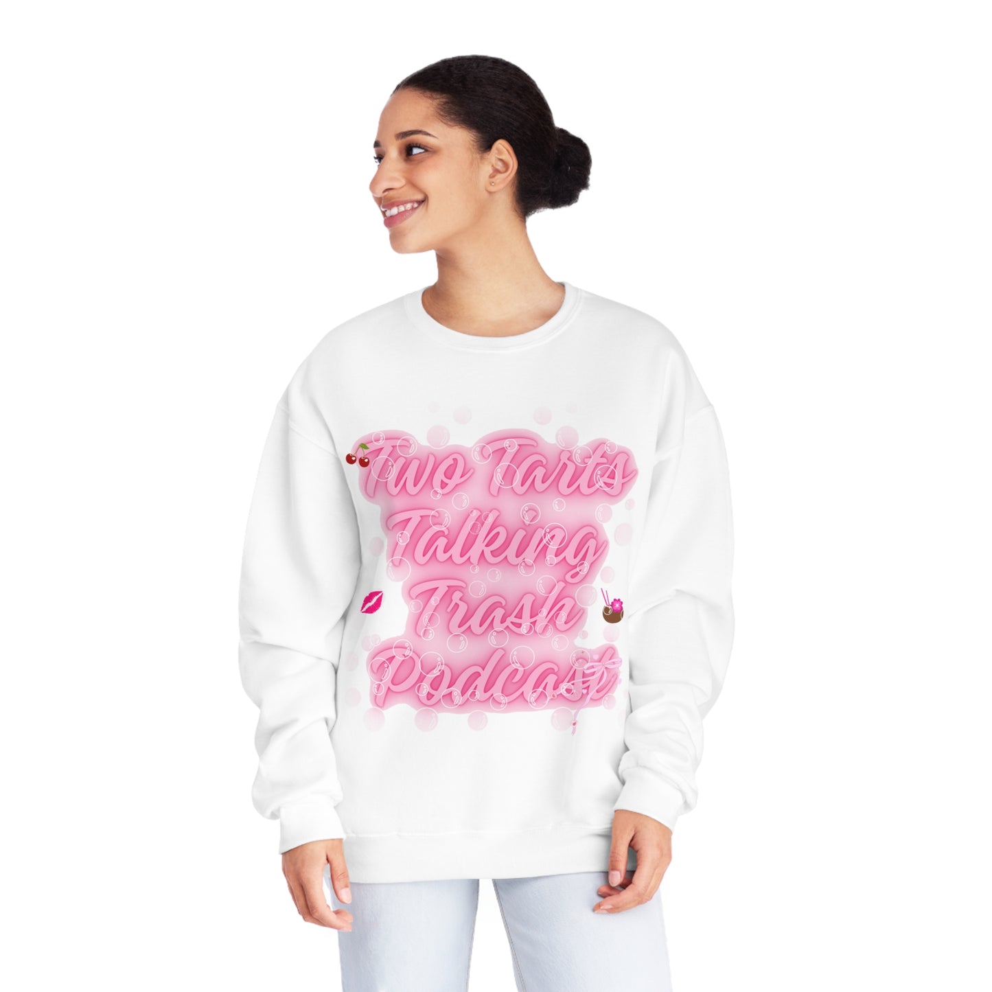 Two Tarts Talking Trash Podcast Bubble Pink Unisex NuBlend® Crewneck Sweatshirt