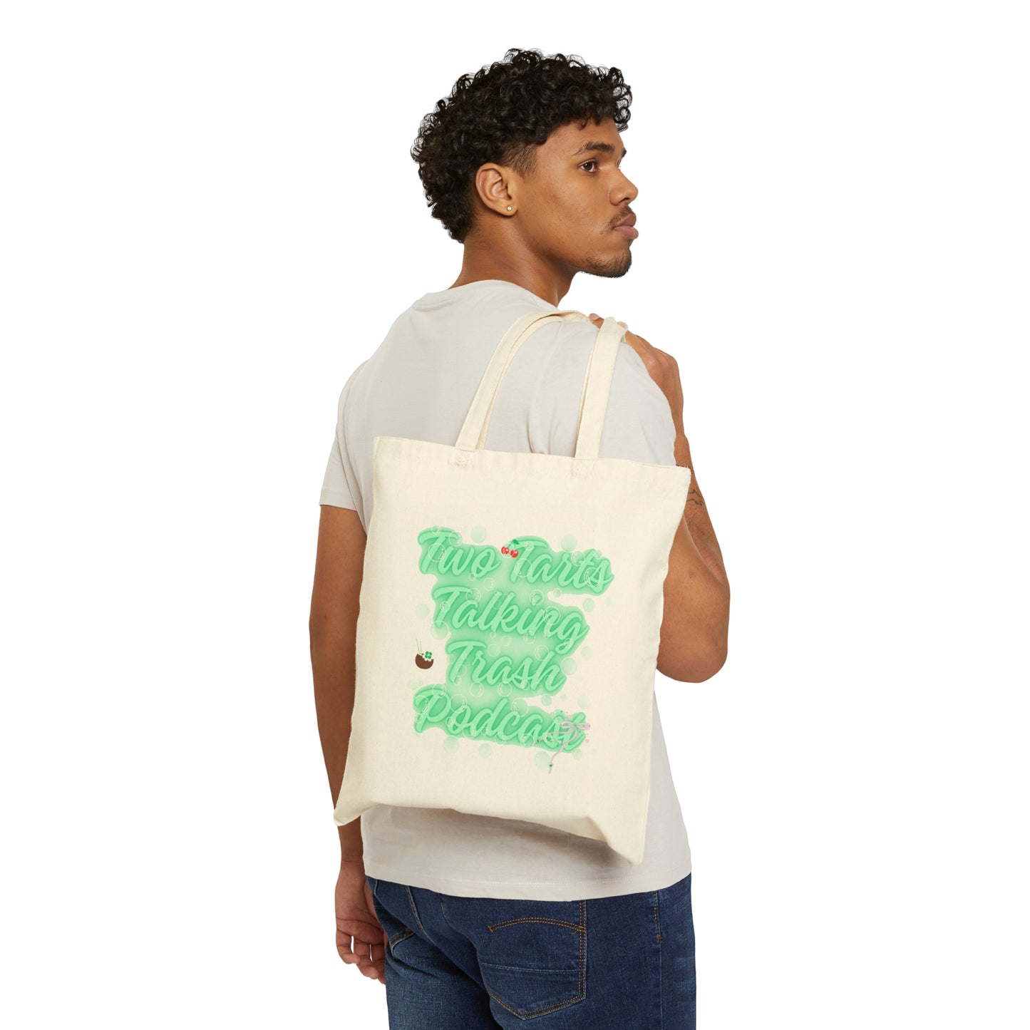 Two Tarts Talking Trash Podcast Green Bubble Cotton Canvas Tote Bag