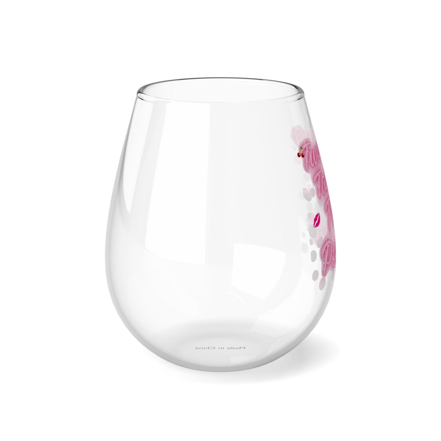 Two Tarts Pink Bubbles Stemless Wine Glass, 11.75oz