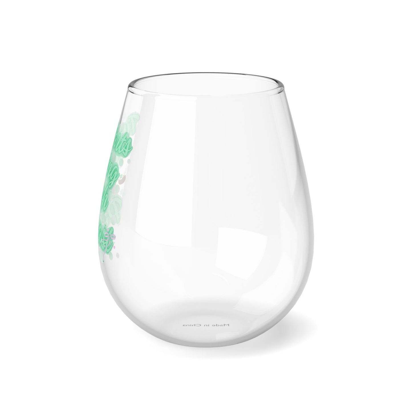 Two Tarts Green Bubbles Stemless Wine Glass, 11.75oz