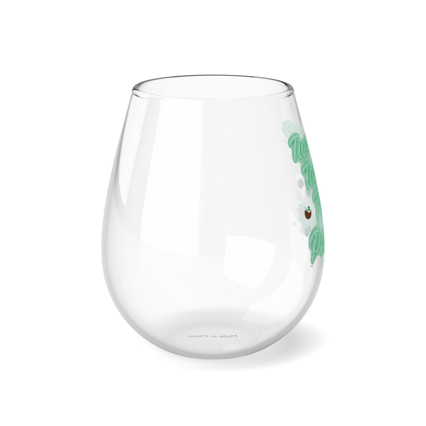 Two Tarts Green Bubbles Stemless Wine Glass, 11.75oz