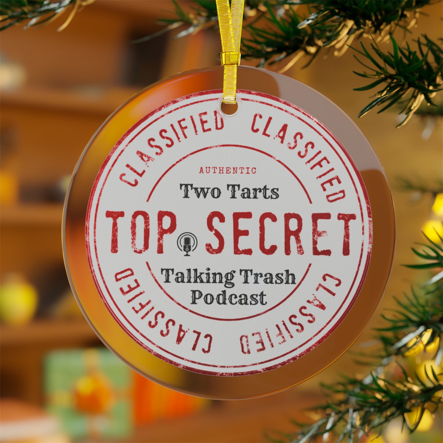 Two Tarts Talking Trash Podcast Top Secret Glass Ornaments