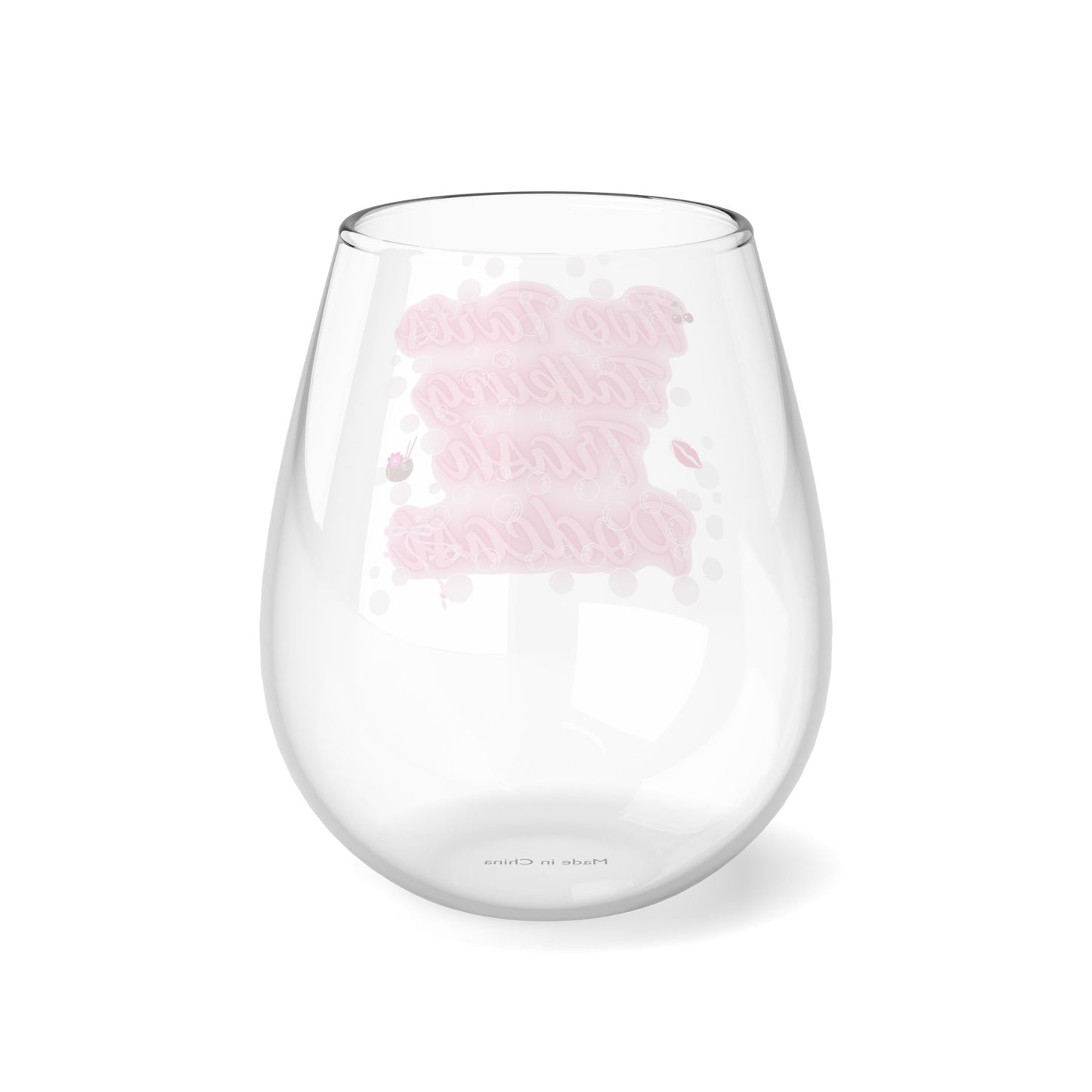 Two Tarts Pink Bubbles Stemless Wine Glass, 11.75oz